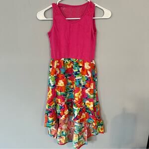 Children’s Place Pink & Floral Mixed Media Dress Girls Size Large / 10 - 12